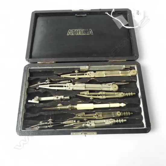 VINTAGE TECHNICAL DRAWING SET, one with ivory handle