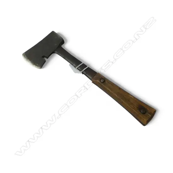 OLD 'THE SCOUT' STEEL HATCHET with wooden grips. L.295mm
