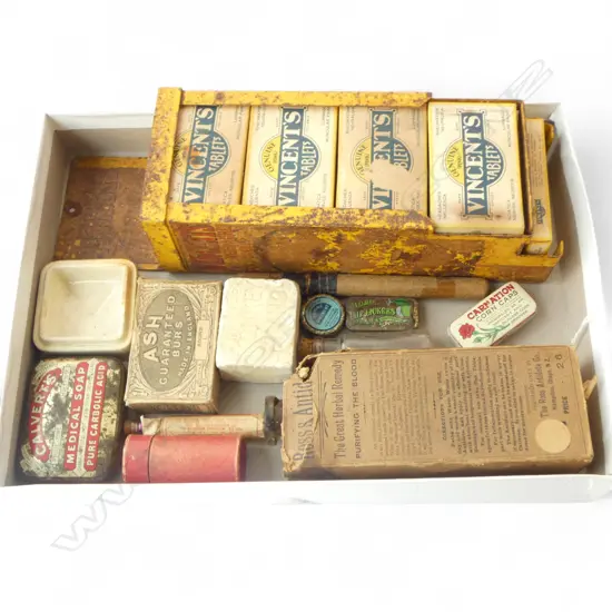 PHARMACEUTICAL MEDICINAL ITEMS DENTAL BURS IN BOX, ROSS’S ANTIDOTE OTAGO ETC 