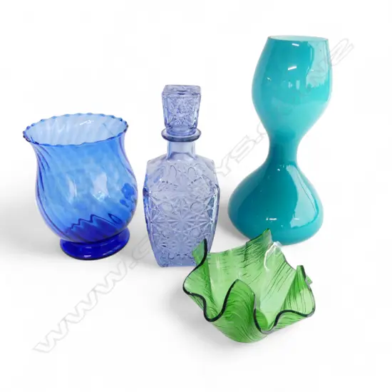 4 PCS MID CENTURY GLASS, TALLEST 300mm