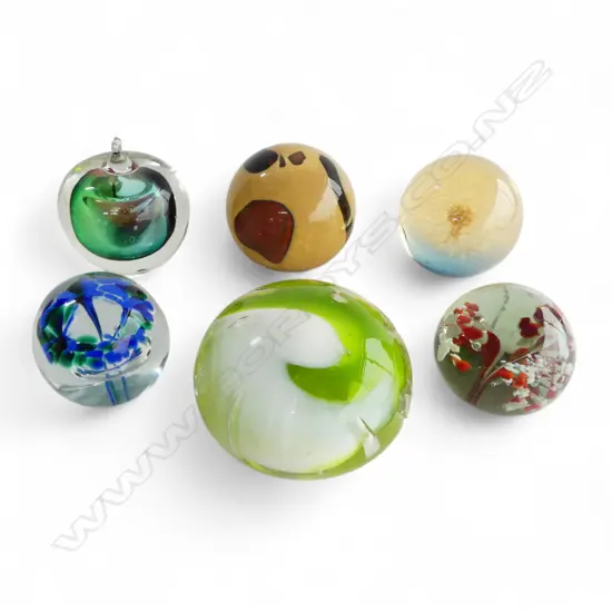 6 GLASS PAPERWEIGHTS