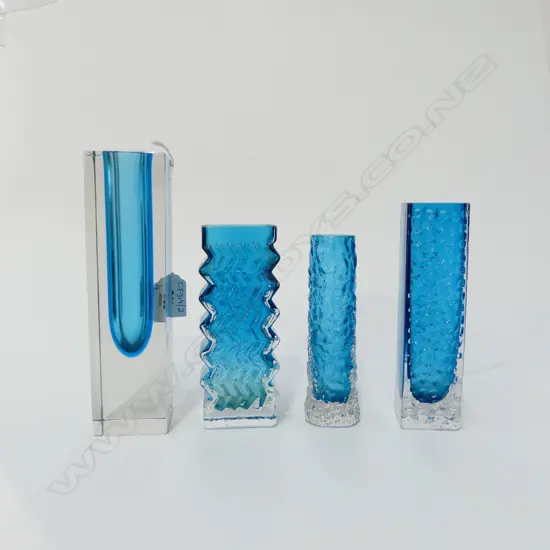 3 BLUE WHTIEFRIARS VASES + SOMMERSO VASE H.200mm