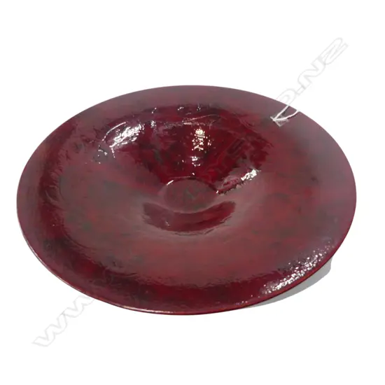 WIDE DARK RED FLARED DISH by KEUM SUN LEE, Dia.410mm