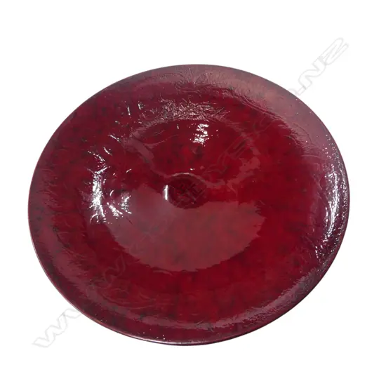 KEUM SUN LEE RICH RED GLAZED WIDE SHALLOW DISH, D.400mm