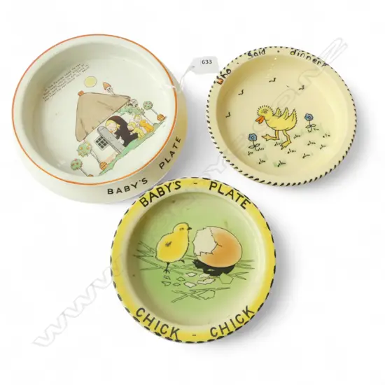 3 SHELLEY CHINA CHILDS PLATES