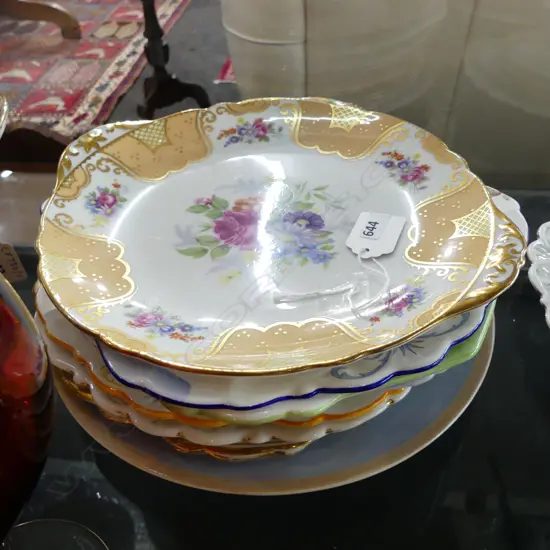 10 SHELLEY CHINA CAKE PLATES MIXED PATS
