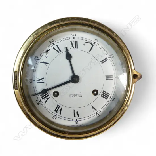 HUGEN  WEST GERMAN BRASS SHIPS WALL CLOCK DIA170MM