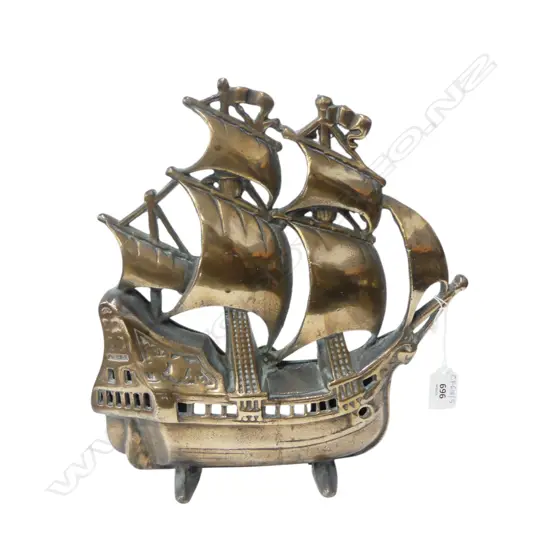 BRASS GALLEON SAILING SHIP DOOR STOP H.325mm