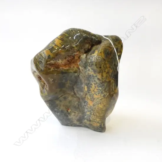 # Large Japanese suikseki bonseki (Nishiki stone) polished scholars rock. Mountainous form H.210mm.