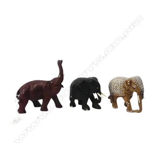 3 WOODEN ELEPHANTS H.160mm