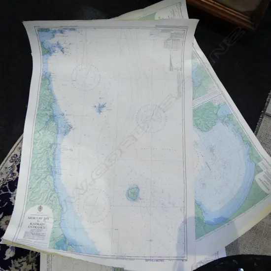 7 HYDROGRAPHIC CHARTS OF N.Z. NORTH ISLAND PUBLISHED by R.N.Z. NAVY 720x1090mm
