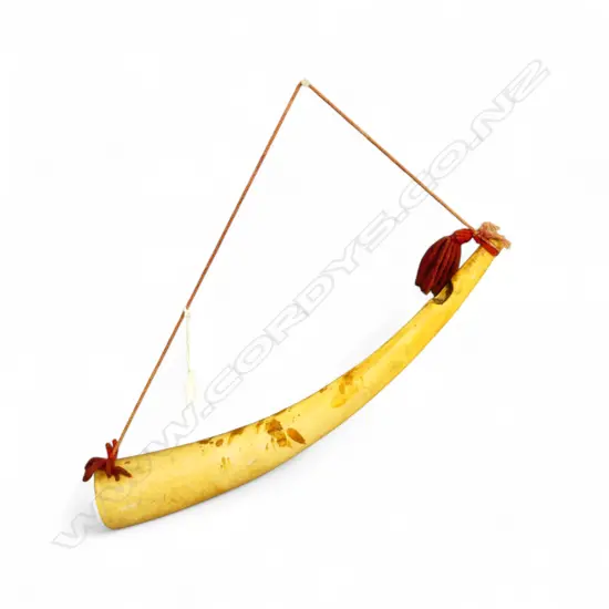 OLD HOLLOWED OUT IVORY TUSK SECTION TRIBAL TRUMPET L.480mm