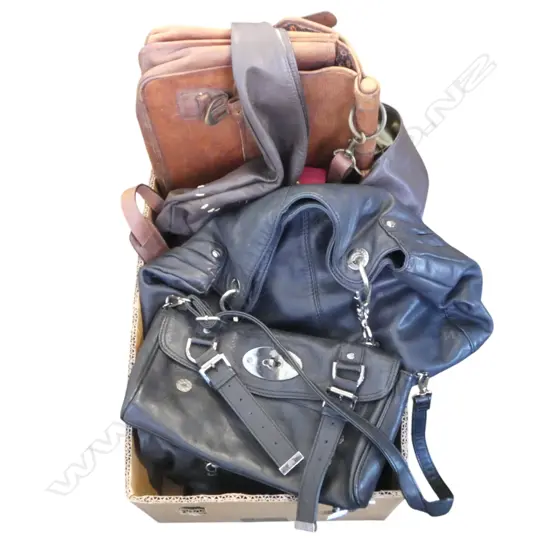 5 LEATHER HANDBAGS (1 OROTON) & LEATHER BRIEFCASE