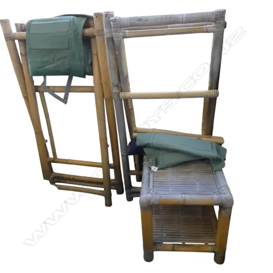 2 BAMBOO SLING CHAIRS + TABLE 