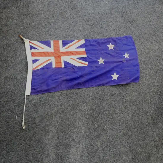 EARLY 20thC NZ FLAG stitched construction labelled 'Made by Hutcheson, Wilson Co. Ltd. Auckland. Wellington' 980 x 470m 
