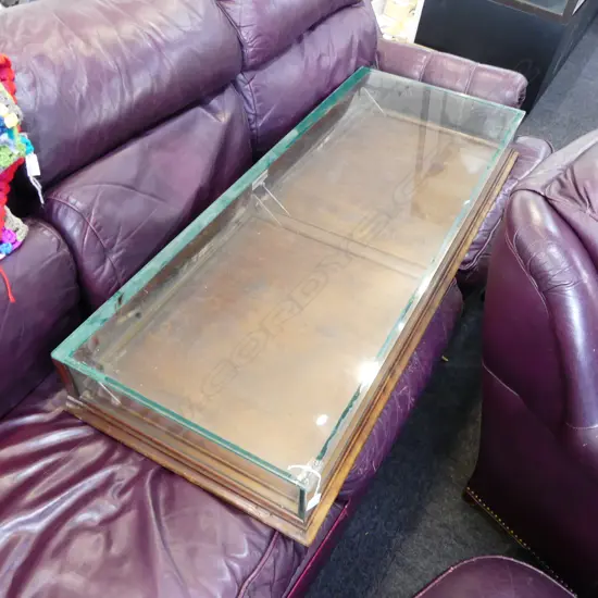 OLD DISPLAY CABINET 1250x490x170mm plaque reading 'The Fletcher Construction Company'