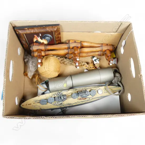 BOX LOT MONOCULAR HAT RACK MODEL SHIP ETC