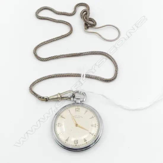FAVRE-LEUBA GENEVE GENT'S PLATED POCKET WATCH open face. Running. WITH CHAIN