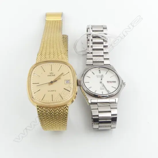 2 GENT'S VINTAGE WRISTWATCHES; SEIKO Quartz 100 + -W- ANCRE Quartz. Not running