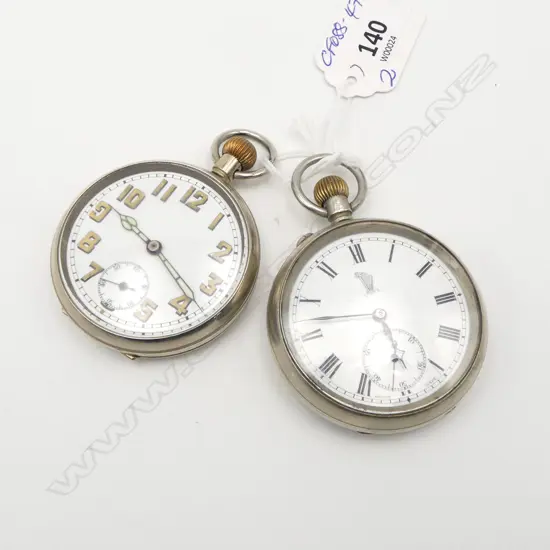 2 PLATED OPEN FACE GENT'S POCKET WATCHES both running
