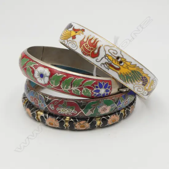 4 CLOISONNE BANGLES