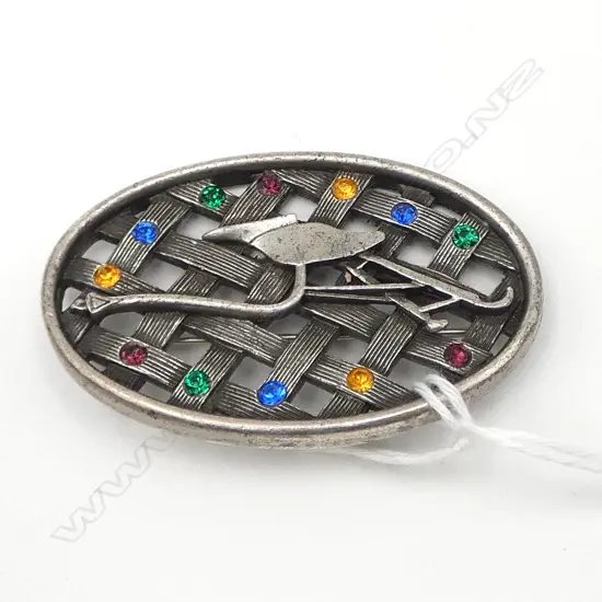 SILVER COLOURED METAL BROOCH 35x60mm