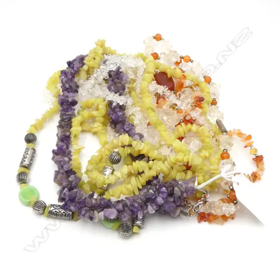 ASST. CRYSTAL & AMETHYST CHIP NECKLACES