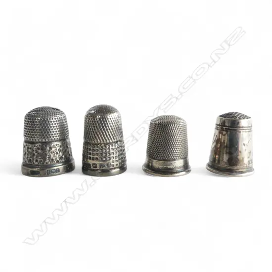 4 SILVER THIMBLES: 3 English hallmarked