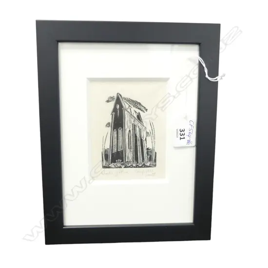 Campbell Smith (NZ1925-) woodcut 'Waihi Gothic'. Signed & entitled. 105 x 75mm. Ex. The John Perry collection...