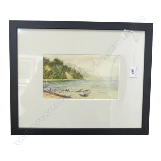 INITIALLED L R P Coastline watercolour initialled and dated 1938 120 x 205mm (housed in contemporary black frame)