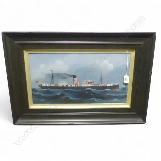 H. CRANE, SHIP ARRINO, OIL ON BOARD 240x440mm