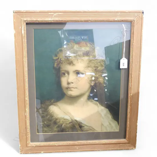 VICTORIAN CHROMOLITHOGRAPH OF A CHILD 360 X 290MM