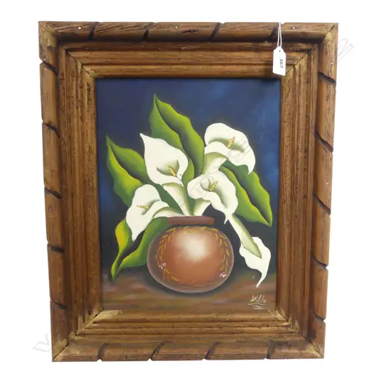 LILLIES in VASE by VILLE, OIL on CANVAS, H.340 x 260mm