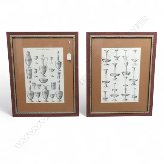 PR VINTAGE FRAMED PRINTS 'CYSTAL GLASS FLOWER STANDS' + OTHER FRAMED. 510 X 405mm