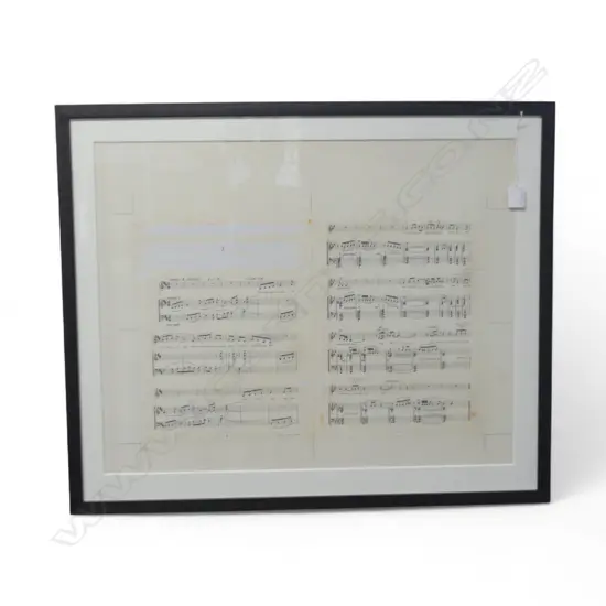 FRAMED SHEET MUSIC; DOUGLAS LILBURN 'SINGS HARRY' 1966, TEXT BY DENIS GLOVER. FACSIMILE OF PUBLISHERS PASTE UP 500x630mm