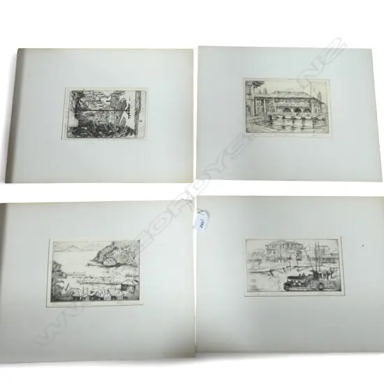 HARRIET ROUDEBUSH (AMERICAN 1908-98), FOUR ETCHINGS AROUND SAN FRANCISCO BAY AREA 120x170mm mounted unframed