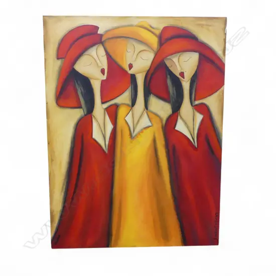 LAUREN DURRANT, 3 WOMEN, ACRYLIC ON CANVAS 805x600mm