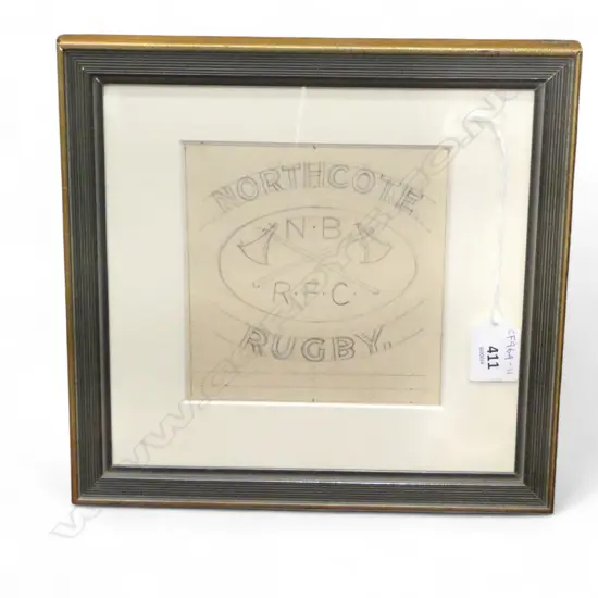 JOHN WEEKS - NORTHCOTE RUGBY (N.B R.F.C) PROPOSED LOGO SKETCH C. 1920s 130 X 125MM
