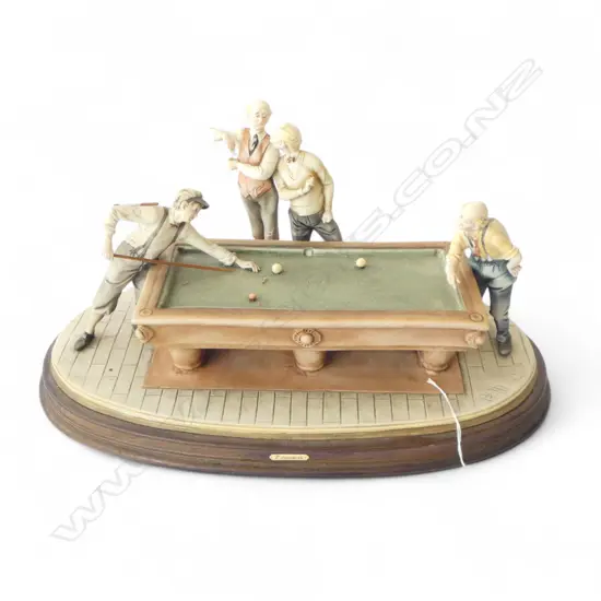 CAPODIMONTE PORCELAIN FIGURE GROUP BILLIARDS by B. MERLI W.600mm needs repair