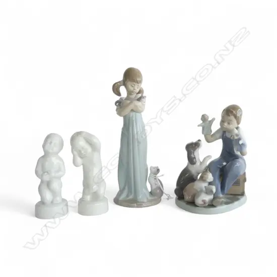 2 LLADRO #5743 'DON'T FORGET ME' H.200mm & #5736 'PUPPET SHOW' + PR B&G DENMARK BABIES H.110mm