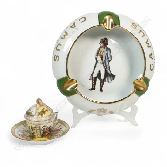 NAPOLIONIC CHINA ASHTRAY DIA230 & DRESDON LIDDED C/S