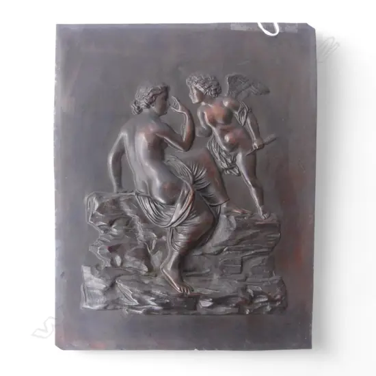 VICTORIAN REPOUSSE PANEL OF APHRODITE &EROS, 270 x 215mm