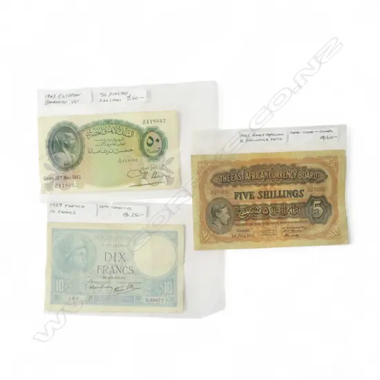 3 WWII ERA NOTES; EGYPT, FRANCE & EAST AFRICAN