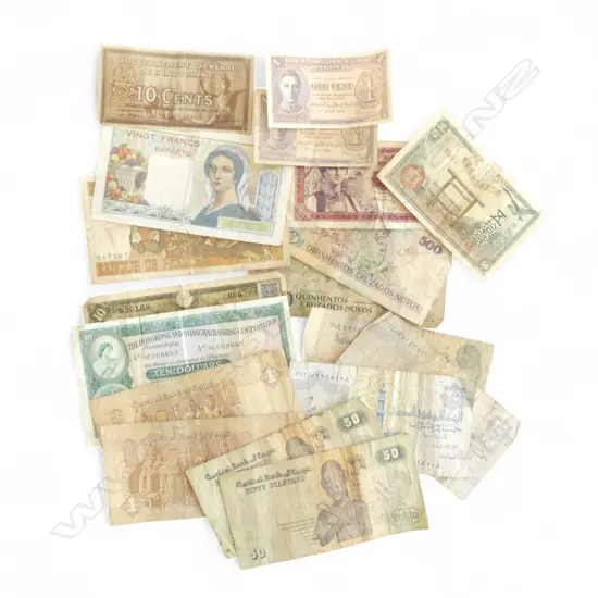 18 OLD WORLD BANK NOTES INCL. PRE WWII BRITISH MALAYSIA