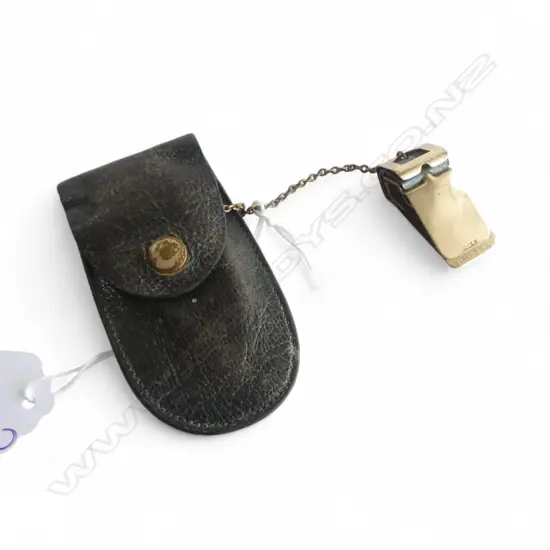 TEBBETT'S & CO 1/10th 12ct GOLD PLATE CLIP w. LEATHER POUCH