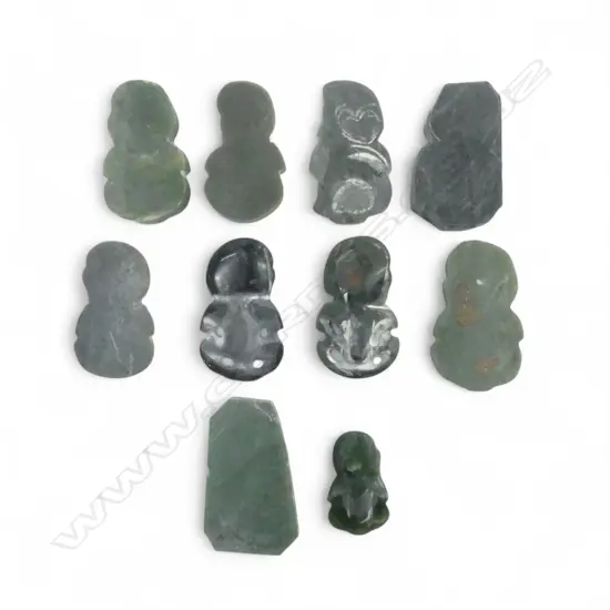 10 PARTIALLY CARVED POUNAMU GREENSTONE TIKI H.80mm
