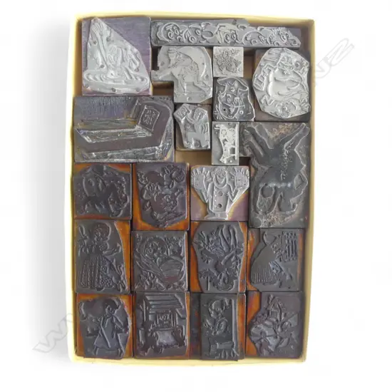 LOT ASST VINTAGE LETTERPRESS BLOCKS - VARIOUS THEMES