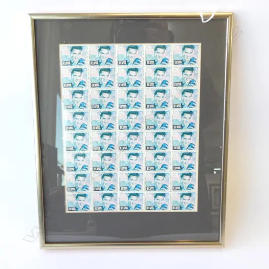  FRAMED ELVIS STAMP SHEET 250x195mm