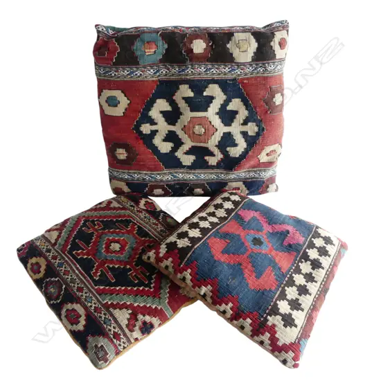 3 VINTAGE SHAHSAVAN KILIM CUSHIONS 490x460mm