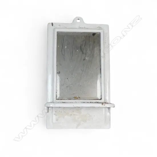 WHITE ENAMEL SHIPS CABIN MIRROR WITH SHELF L440 W250MM (From the Estate of Tommy Doyle)